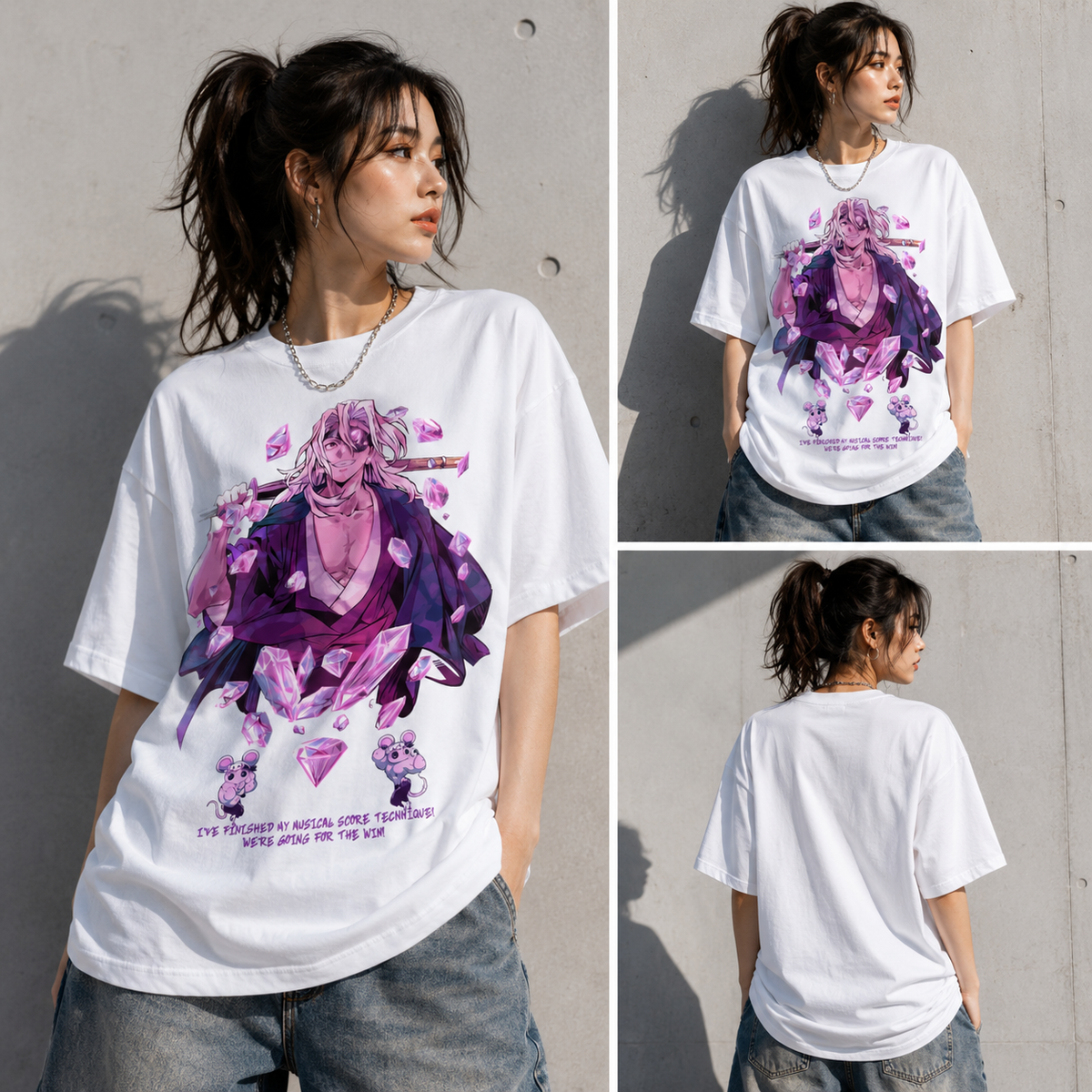 T-shirt anime Demon Slayer Tengen Uzui Grafica 1 100% cotone - vista prodotto 2