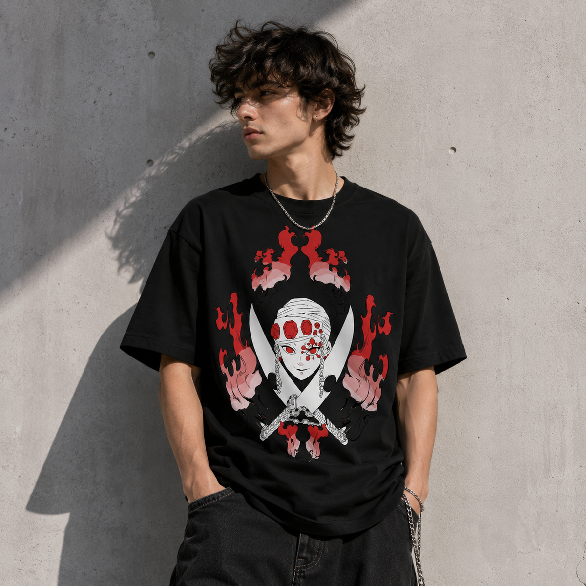 T-shirt anime Demon Slayer Tengen Uzui Grafica 2 100% cotone - vista prodotto 2