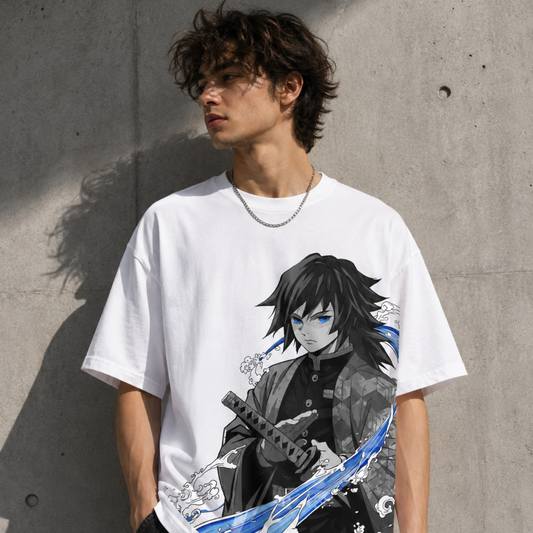 T-shirt anime Demon Slayer Giyu Tomioka Grafica 1 100% cotone - vista prodotto 2
