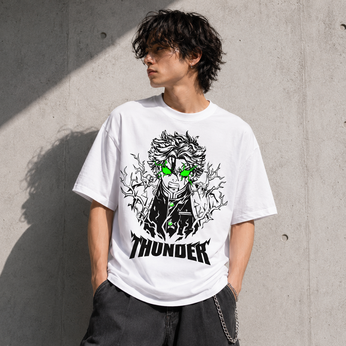T-shirt anime Demon Slayer Zenitsu Agatsuma Grafica 3 100% cotone - vista prodotto 2