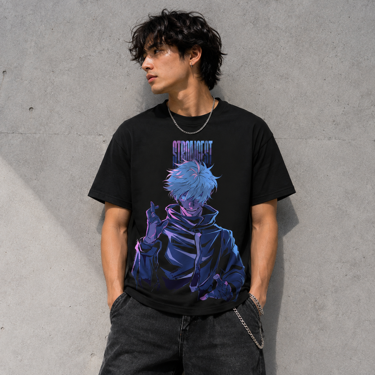 T-shirt anime Jujutsu Kaisen Satoru Gojo Grafica 1 100% cotone - vista prodotto 2