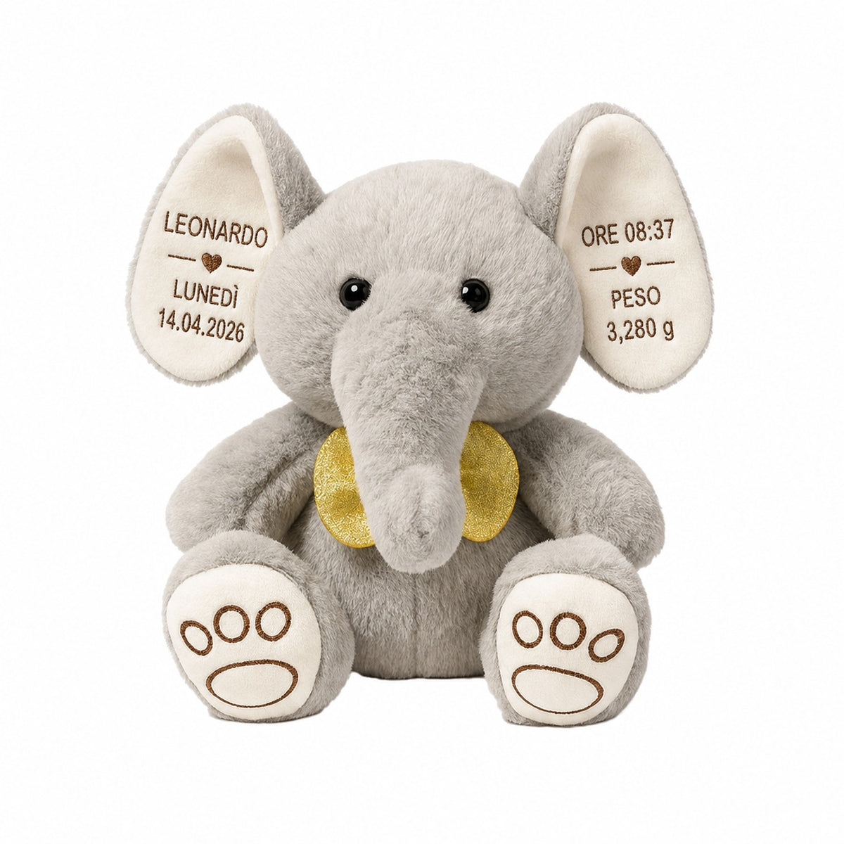 Elefantino 20cm Orecchie Personalizzate